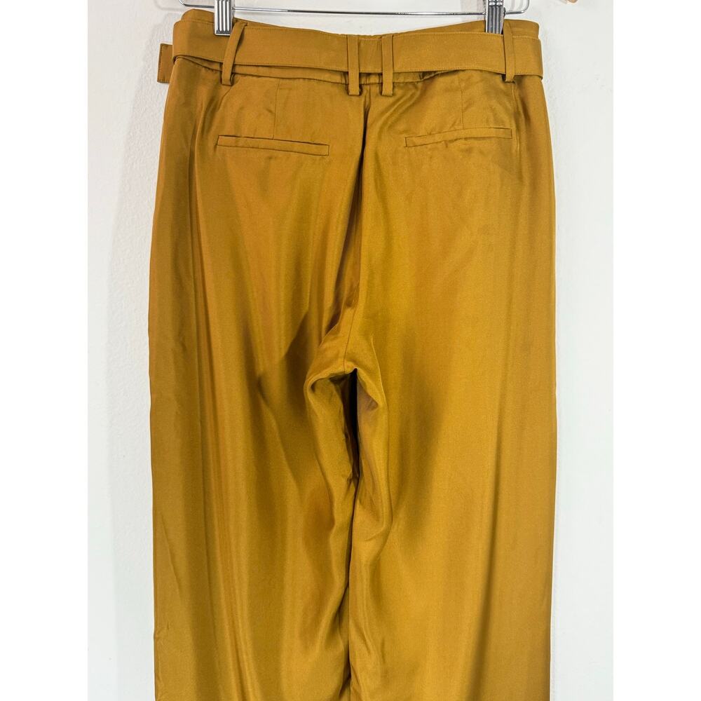 J.Crew Collection Silk Twill High Rise Belted Wide Leg Trouser Golden Brandy 2 - Picture 6 of 12